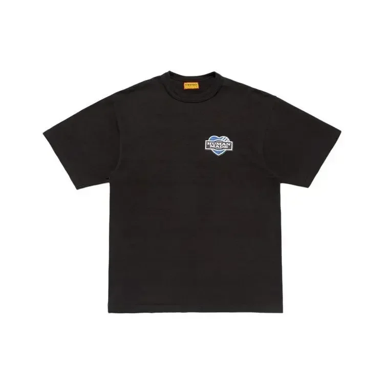 HUMAN MADE FW25 Chest Duck Printed Double Collar Short Sleeve T-shirt for Men and Women, Made of Pure Cotton , Trendy