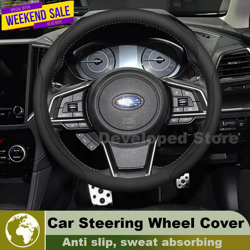 Leather Car Steering Wheel Cover For Subaru Impreza WRX Wagon 2000-2026 Round Auto Steering Wheel Subaru Crosstrek Accessories