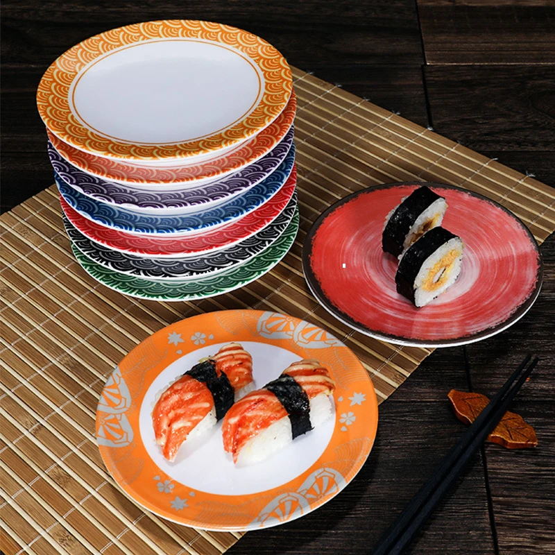 1Pcs Melamine Porcelain Tableware Color Creative Circular Sushi Dish Restaurant Sweetmeats Bowl