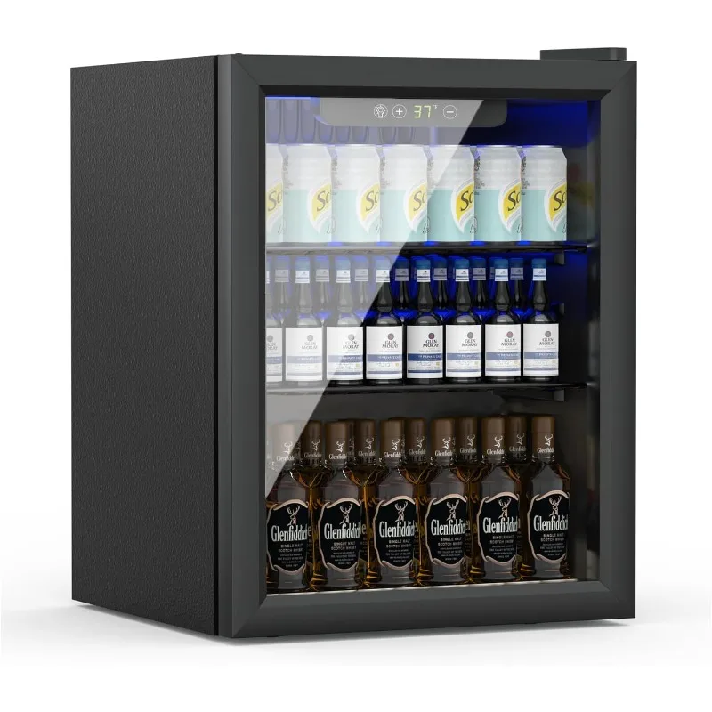 

Компактный отдельно стоящий холодильник для напитков, мини-холодильник 70 банок/16,6 кубических футов с двусторонней стеклянной входной дверью для газировки, пива