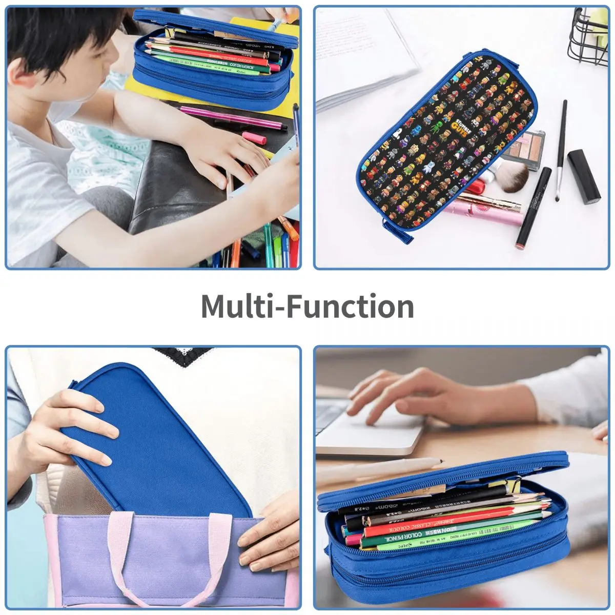 Imagem -06 - Estojo de Lona para Meninos e Meninas Stumble Guys Funny Game Retro College Pencil Box Material Escolar 5