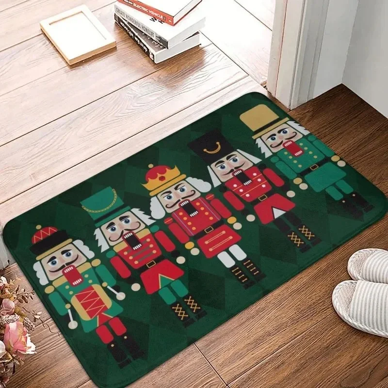 Christmas Nutcrackers Welcome Doormat Decor Kitchen Hallway Balcony Runners Rugs Bedroom Non-Slip Floor Mat Christmas Decoration