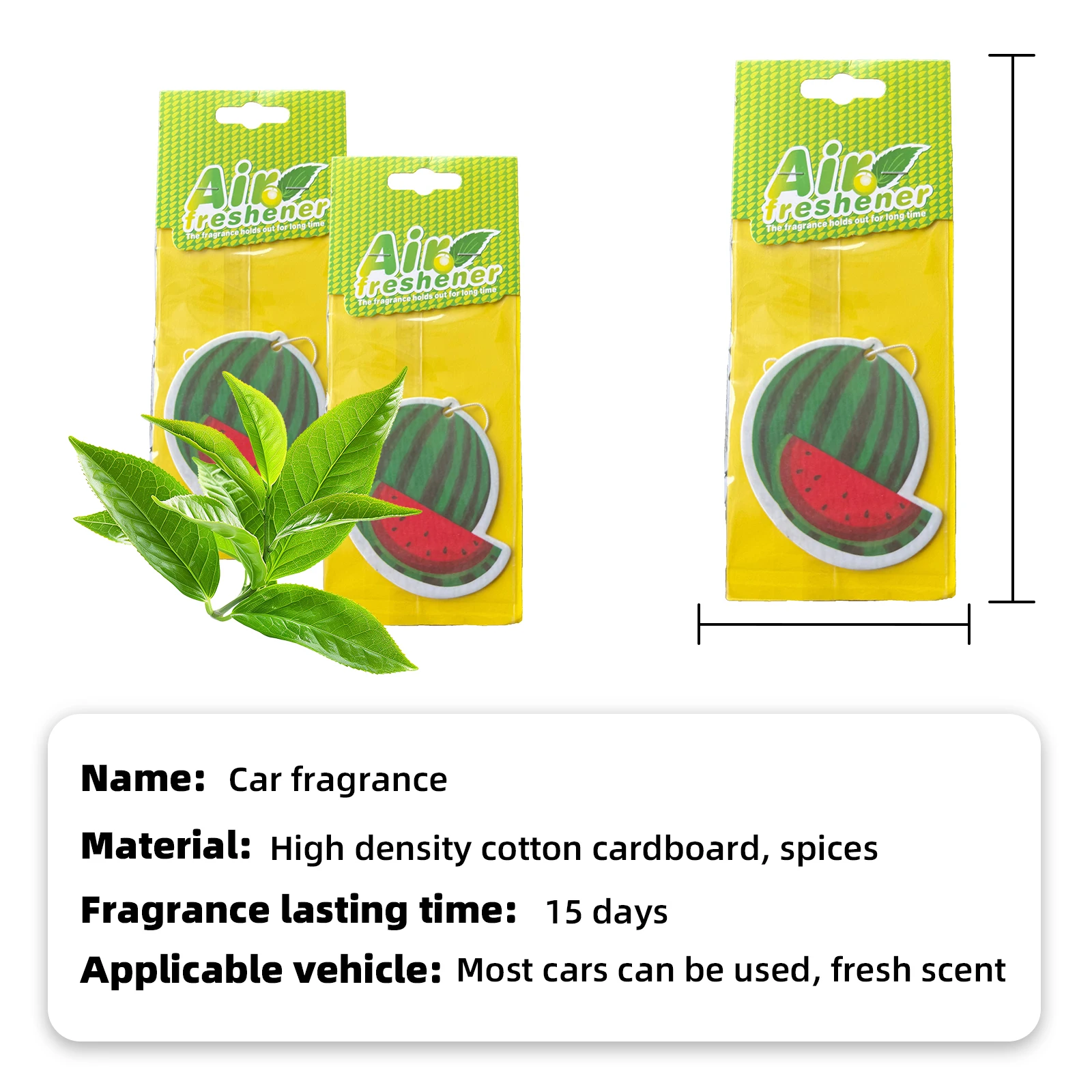 5/20pcs Watermelon Scent Car Air Freshener, Natural Tea-Scented Paper, Car-Mounted Hanging Type, Car Interior Accessories
