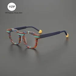 Fashion Frame Plate Men Glasses Frame Women's Matching Color Big Frame Can Be Matched with Myopia Anti-blue Light Optical Lenses