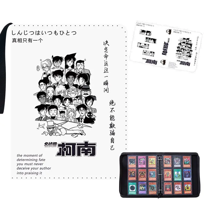 Hot 400pcs/900pcs Detective Conan Card Album Book Folder 4/9 Card Slots Collections Zipper Double Pocket Card Binder Holder Gift