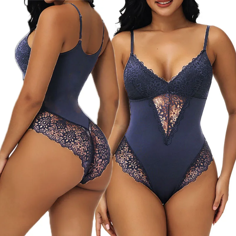 

GUUDIA Lace Bodysuit V Neck Lace Butt Bodysuits Shapewear Body Suit Seamless Lace Bodysuits Sexy Body Suits Laces Thong Bodysuit