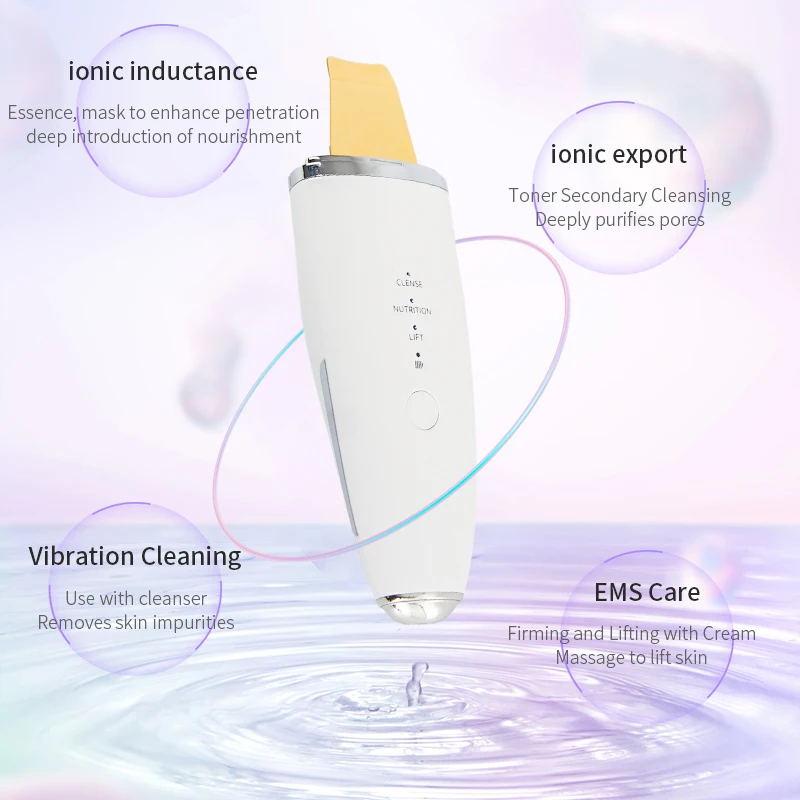 

Blackhead Remover Ultrasonic Skin Scrubber Waterproof Scrubber With Nano Mist Moisturizing Pore Skin Cleansing Device