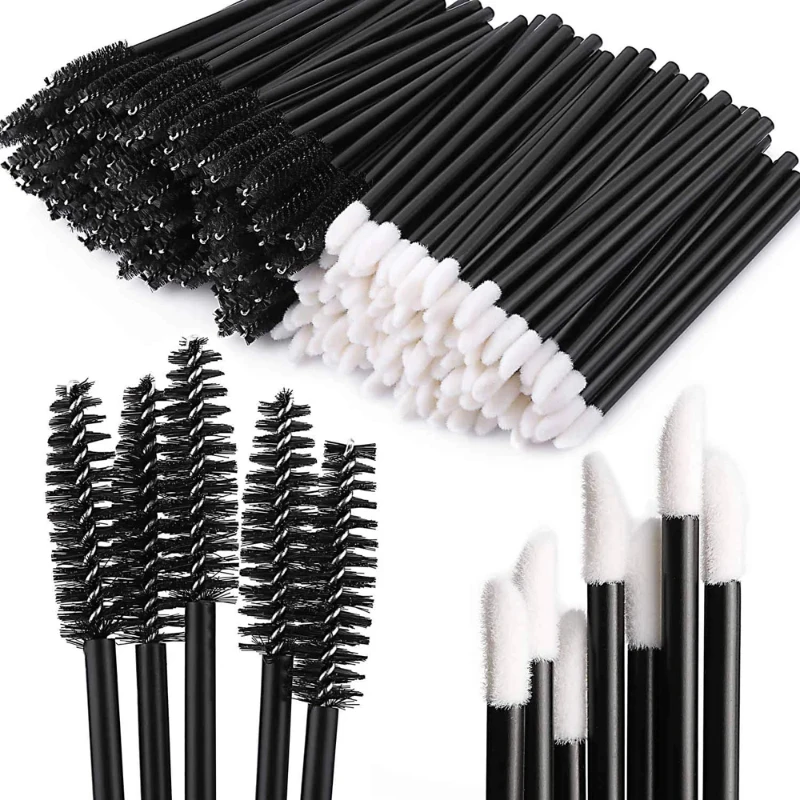 Wholesale 50PCS Disposable Eyebrow Eyelash Brushes 50PCS Lip Brushes Mascara Wand Makeup Applicators Kit Eyelash Extension Brush