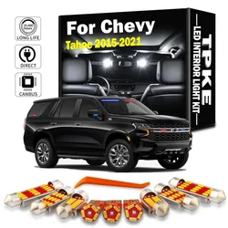 TPKE 8 sztuk LED Zestaw oświetlenia wnętrza do czytania map do Chevrolet Chevy Tahoe 2015 2016 2017 2018 2019 2020 2021 Żarówki samochodowe Akcesoria