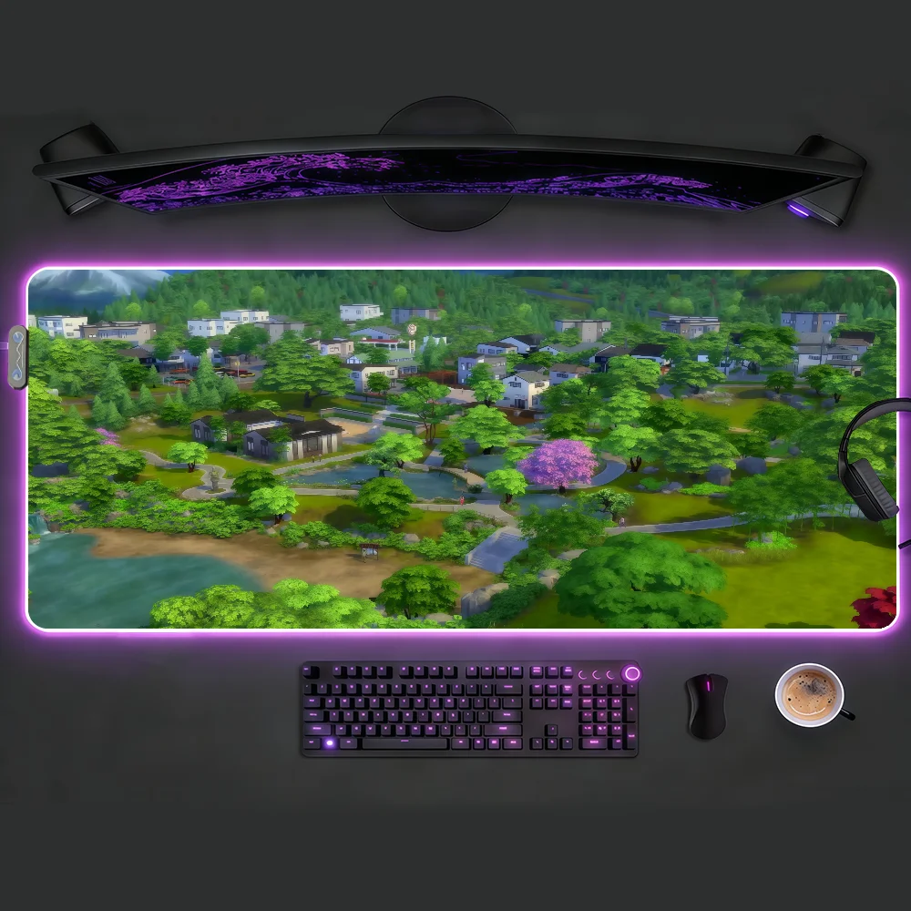 

The S-Sims 4 Mouse Pad RGB LED Non-slip Desk Mat Rubber Gaming Accessories Large XXL Computer Office Keyboard Carpet