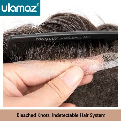 Imagen 2 del producto Premier Swiss Lace Toupee Ultra Delicado AIR-Lace Prótesis de cabello masculino 80% Densidad Peluca de hombre Unidad de sistema de cabello de encaje completo Peluca para hombre