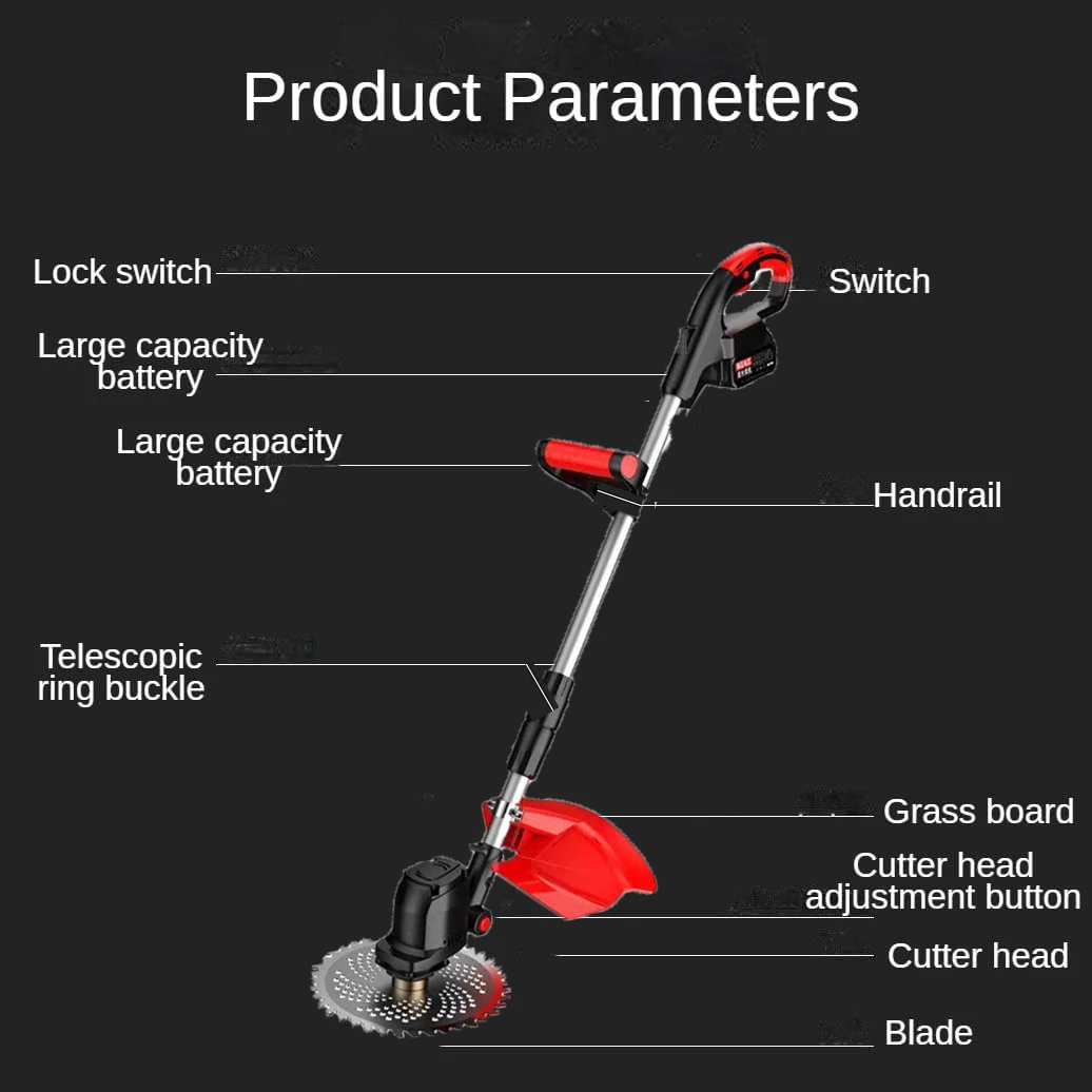 Brushless Cordless String Trimmer 700W with Lithium Battery Multi-Blade for Garden Lawn Yard Farm Portable Grass Cutter