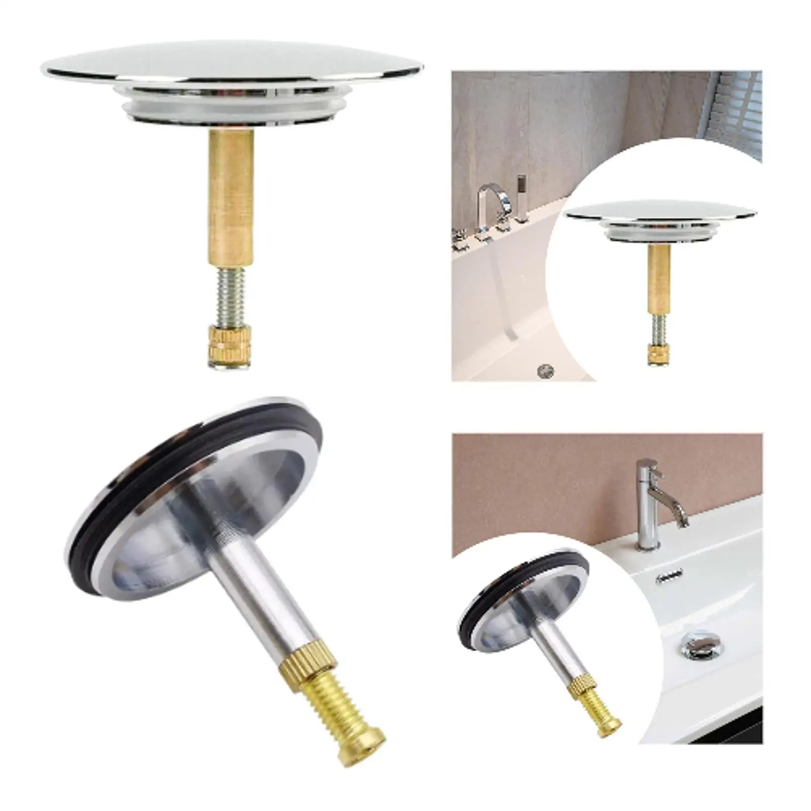 Drain Stopper Easy to Install Sink Waste Plug for Wash Basin Vanity Sink