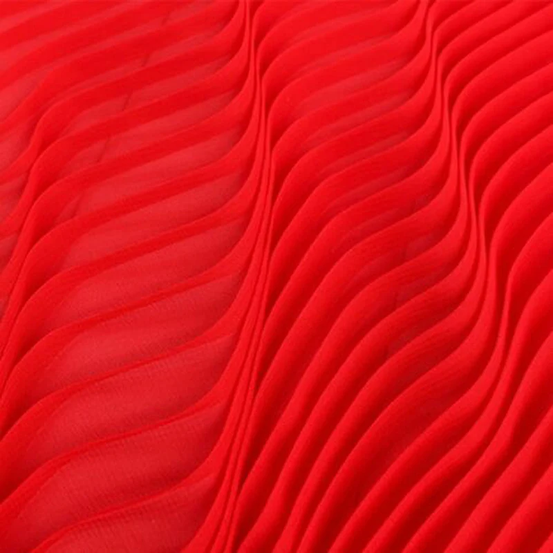 

Crumpled Pleated Chiffon Fabric 100x150cm Solid Color Accordion Pleated Fabric for Hanfu Clothing Sewing Breathable Textile