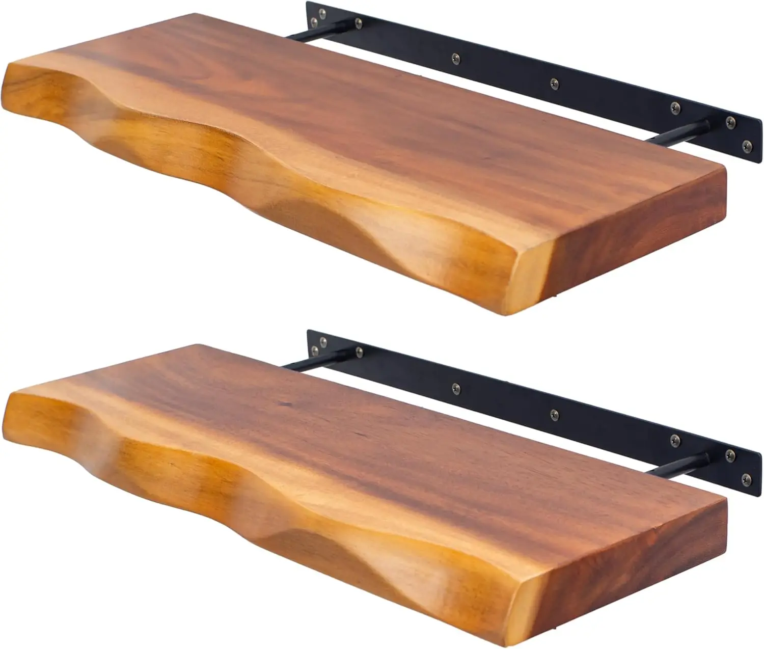 23.6” Live Edge Floating Shelves for Wall - Rustic Wood Wall Shelf Set of 2, Ideal for Bathroom, Bedroom, Kitchen Storage, or Li