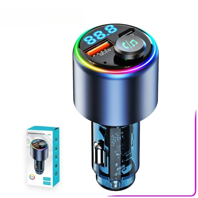 

BC89 Car Fast Charge 5.3 Bluetooth MP3 Player FM Transmitter QC18W Charger PD30W Translucent
