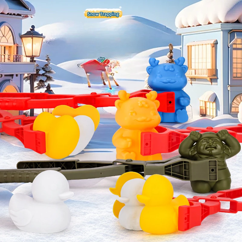 Juguetes de lucha de bolas de nieve para niños, herramienta de molde de arena para nieve, muñeco de nieve, Papá Noel, forma de corazón, abrazadera para hacer bolas de nieve de dibujos animados, juguetes deportivos de invierno