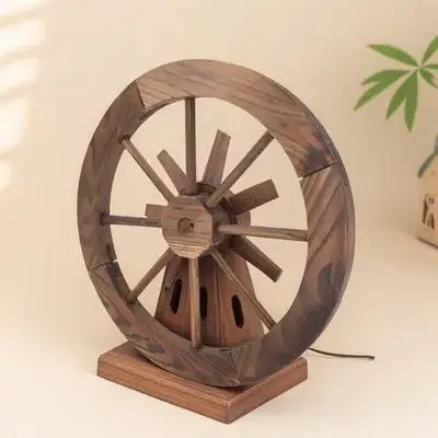 

Rustic Vintage Wooden Wagon Wheel Decor Home Office Living Room Decoration Wood Craft Ornament Indoor Outdoor Gift Background