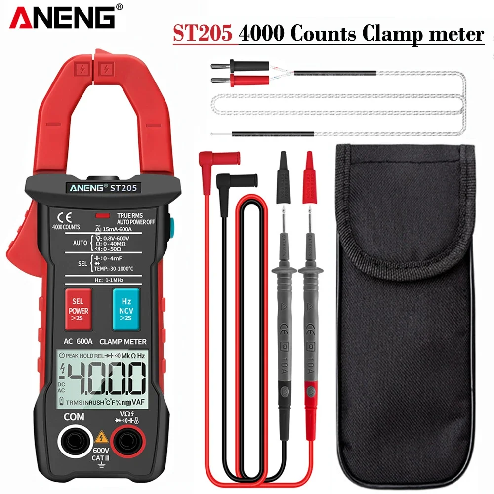 

ANENG ST205 Digital Clamps Meter Analog Multimeter Current Clamp DC/AC Intelligent AUTO range meter with temperature tester