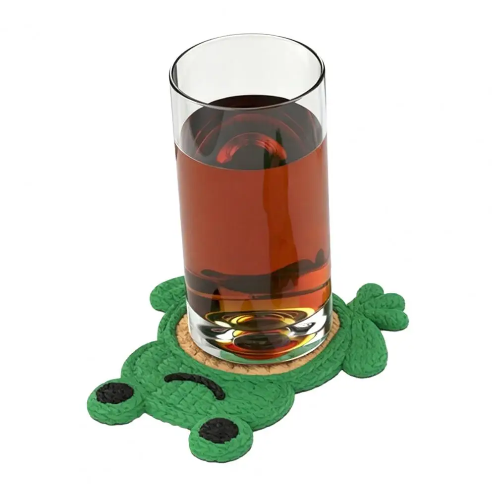 3d Printed Frog Coaster Heat Resistant Cup Mat Frog Coasters Set 3d Printed Drink Coasters with Anti-slip Felt Cork for Desk