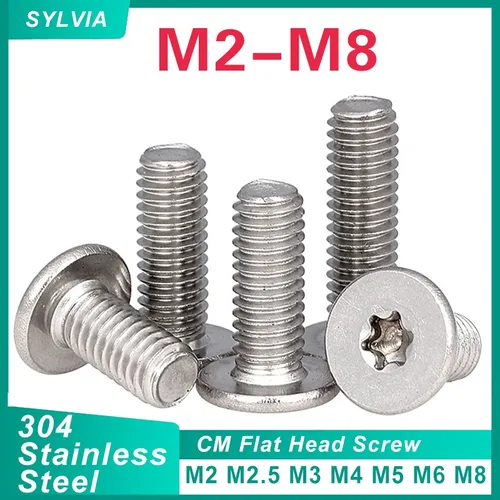 20/ 10/ 5 uds M2 M2.5 M3 M4 M5 M6 M8 CM Torx de seis lóbulos ultrafino súper bajo tornillo de cabeza de oblea plana 304 de acero inoxidable