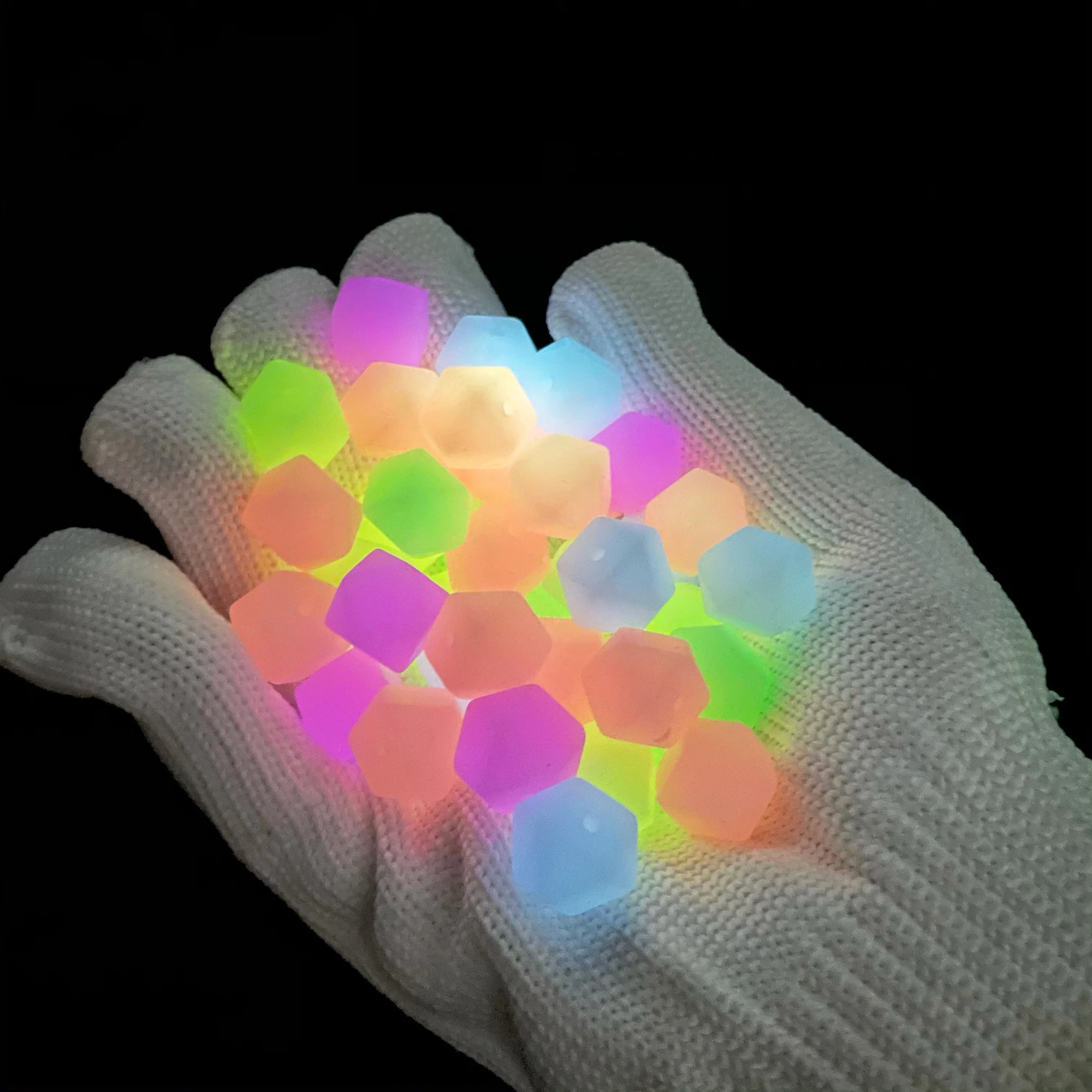 20pcs Mini Hexagon Luminous Silicone Beads Glow In The Dark BPA Free Silicone Loose Marking DIY Chewable Colorful For Kids