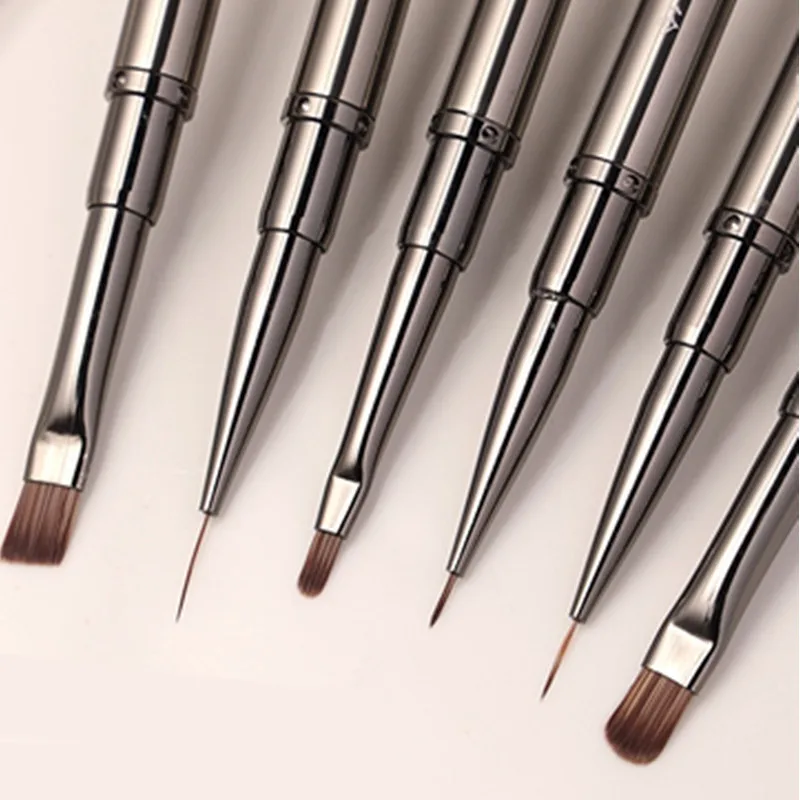 1/6 قطعة مزدوجة رئيس فرشاة الأظافر بطانة فرشاة اللوحة القلم فرشاة جل كريستال مسمار الفن مانيكير #5