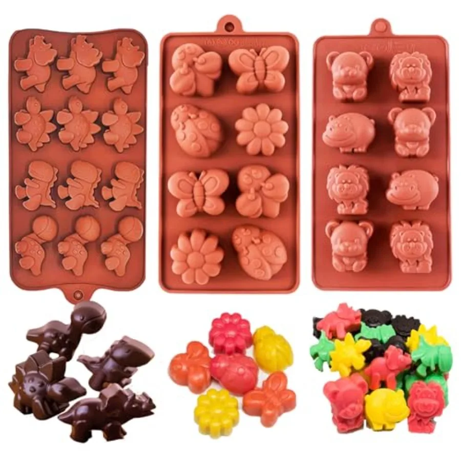 

3-Pack Chocolate Molds Silicone 1.8 Inch two-bite size,Animal Silicone Molds, Moldes para gelatinas individuales.Features Bear,
