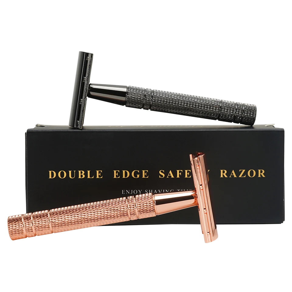 Adjustable Safety Razor Double Edge Classic Mens Shaving Mild to Aggressive 1-6 File Hair Removal Shaver it with 5 Blades