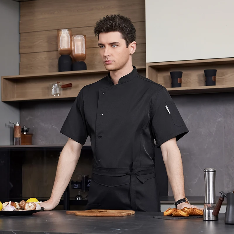 Short Sleeve Chef Coat for Kitchen Restaurant Hotel Catering Baking Comfortable Chef Uniform for Unisex Custom Logo