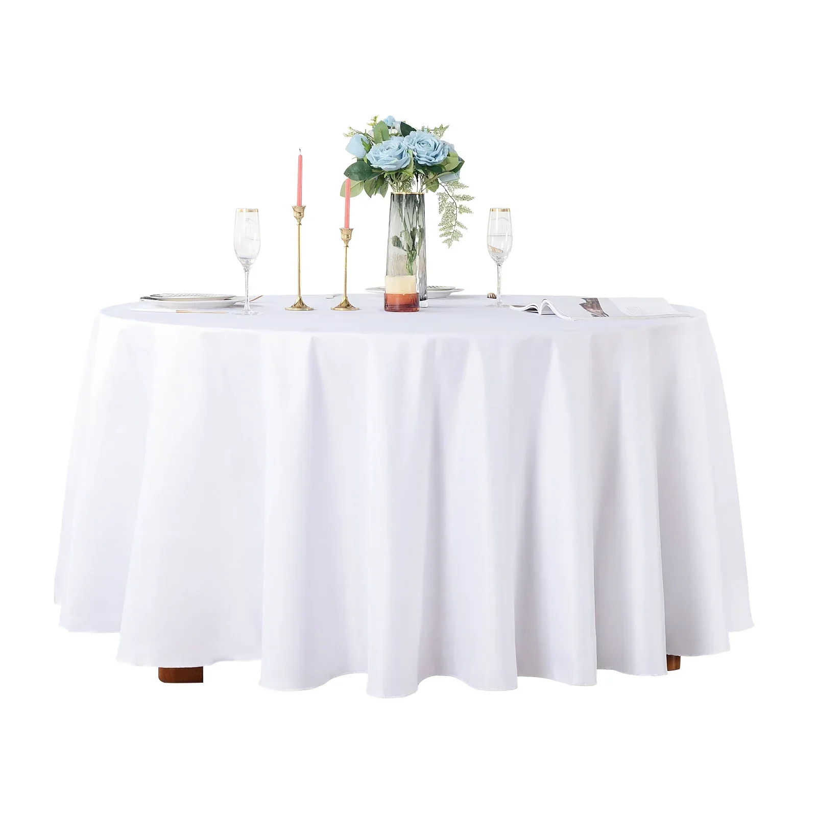 Satin Tablecloths Round Solid Table Cover White for Restaurant Birthday Wedding Party Hotel Round Table Cloth Home Decoration