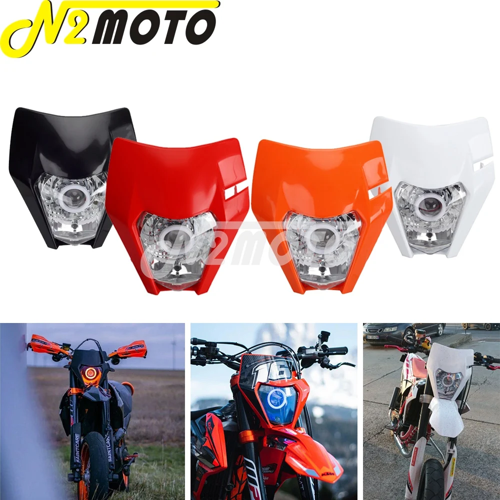 Motocross LED Headlight E8 For KTM EXC EXC-F XCW 690 Enduro SMC R FC FE FX TC TE TX 2014-2021 Angle Eye Supermoto Headlamp Cover