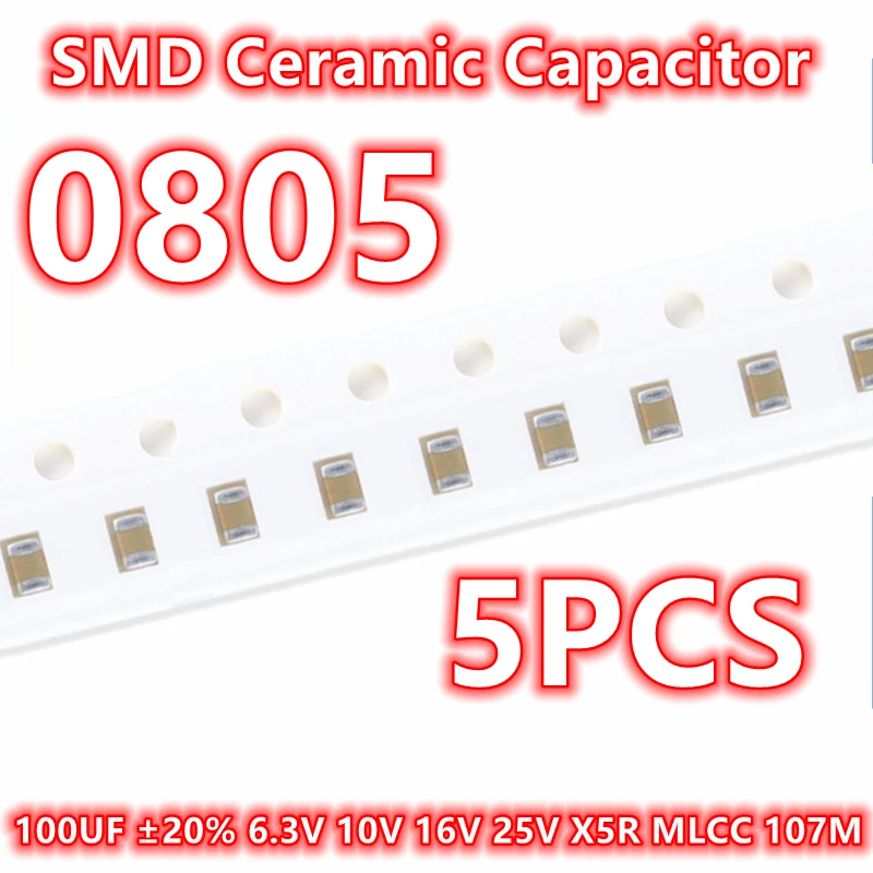 (5 шт.) оригинальный керамический конденсатор 0805 100UF ± 20% 6,3 V 10V 16V 25V X5R MLCC 107M SMD IC 2012