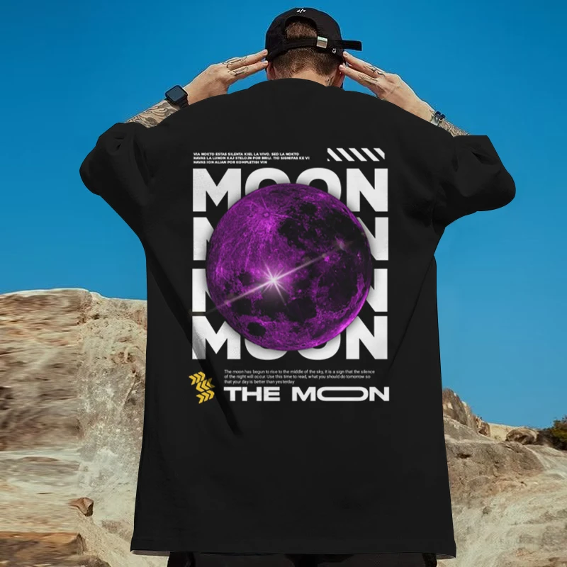 Fashion Big Size Parttern Sublimation Planet 3D Print Men T-Shirt Oversize Red Moon Concept Stylish Shirts Men Women Unisex