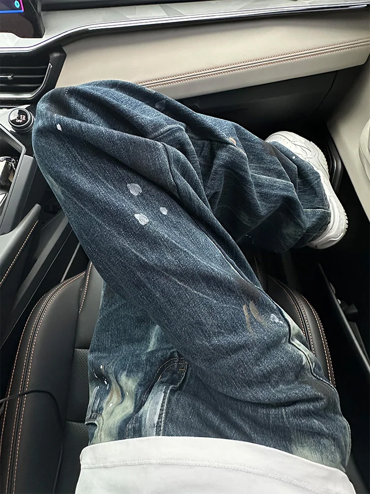 

Мужские джинсы свободного кроя с прямыми штанинами, в стиле High Street, с эффектом стройности, слегка расклешенные, повседневные, из хлопкового денима, молодежные, модные, износостойкие