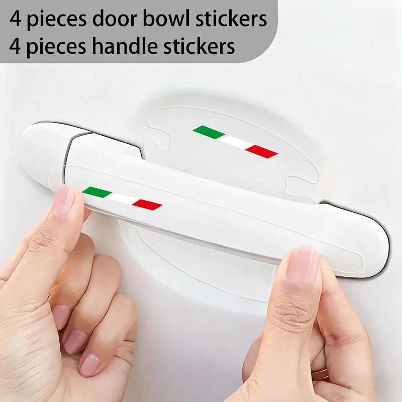 

8Pcs/Set Italian Flag Clear Door Cup & Handle Stickers, Waterproof Anti-Scratch PVC Car Decals