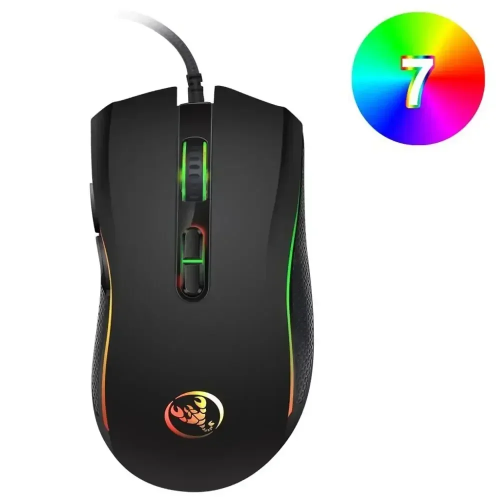 YP A869 RGB Gaming Mouse 3200DPI Adjustable Wired Mini Mechanical 7-Buttons Game Mice for Windows 10/8/7 Computer Laptop Gamer