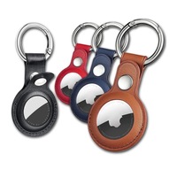 For Apple Airtag Case Keychain&PU Leather Air Tag Holder Protective Tracker Case with Loop Key Ring for AirTags Protective Cover