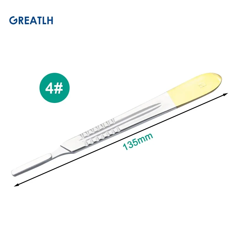 1pcs Scalpel Handle Orthopedic Knife Handle No Blades No.3 No.4 Golden Knife Handle Stainless Steel Animal Surgical Knife pet