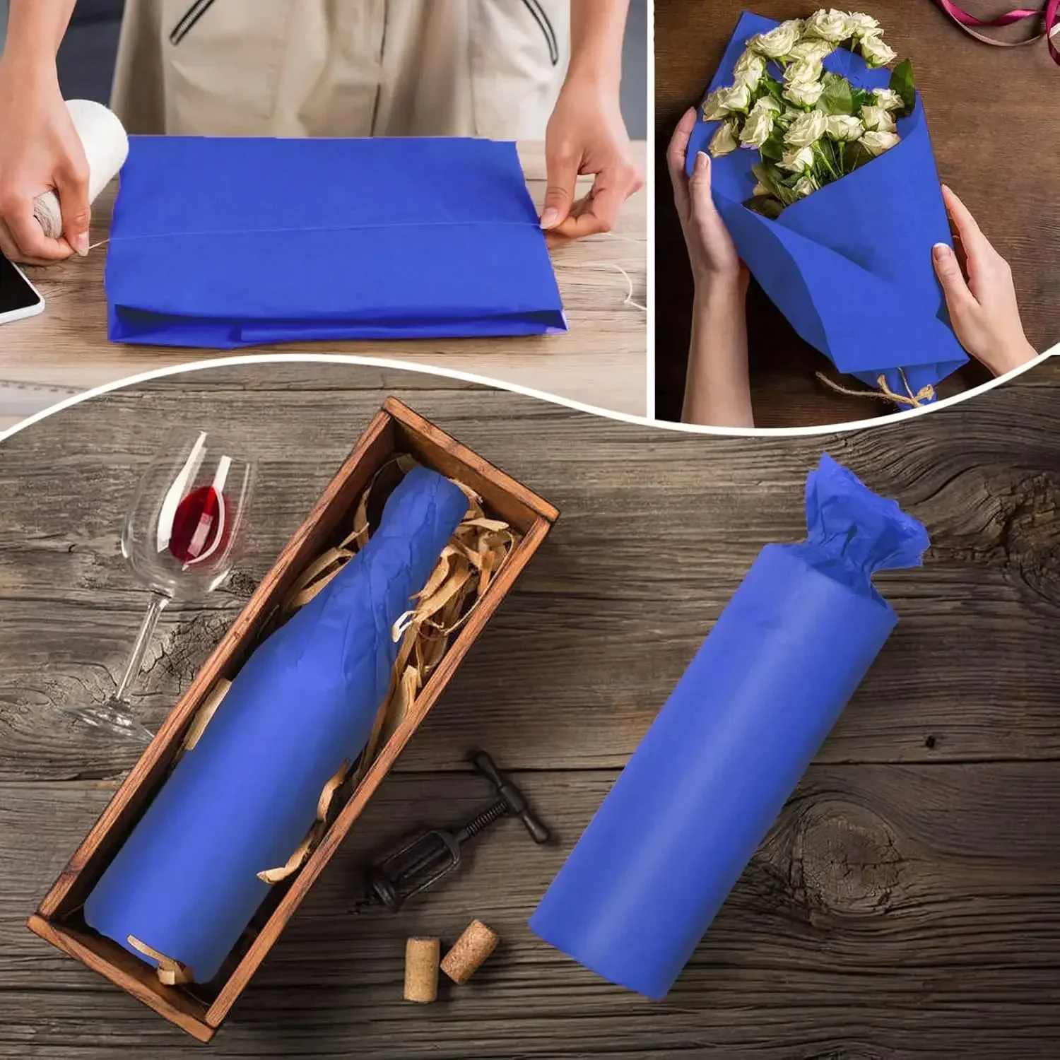 10-100 Sheets Royal Blue Tissue Paper 50x66cm Blue Wrapping Paper Bulk Weddings Birthday DIY Festival Wrapping Crafts Decor