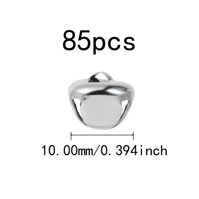 85 pcs 10mm Metal Craft Bells, Christmas Tree Decor, Metal Alloy Material, Cross Shape Design, Multipurpose, Silver