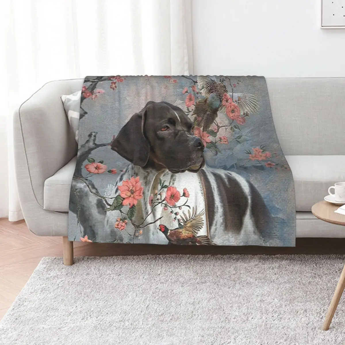 Beautiful pointer with pheasants Throw Blanket Soft Plaid Hairys Thin Beach Custom manga Blankets