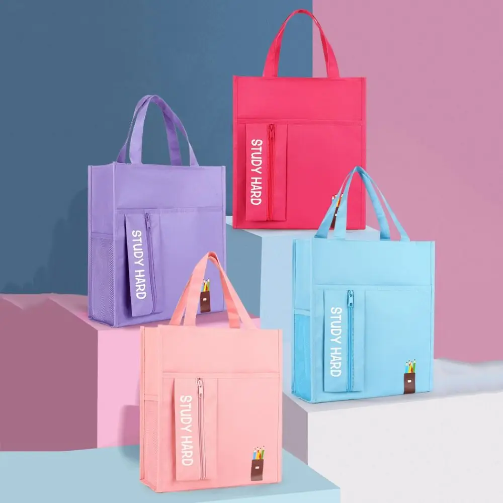 Shopping Bag Student Tutorial Bags Travel Bag Portable Zipper File Handbag Multi-functional Large Capacity Children Art Bag