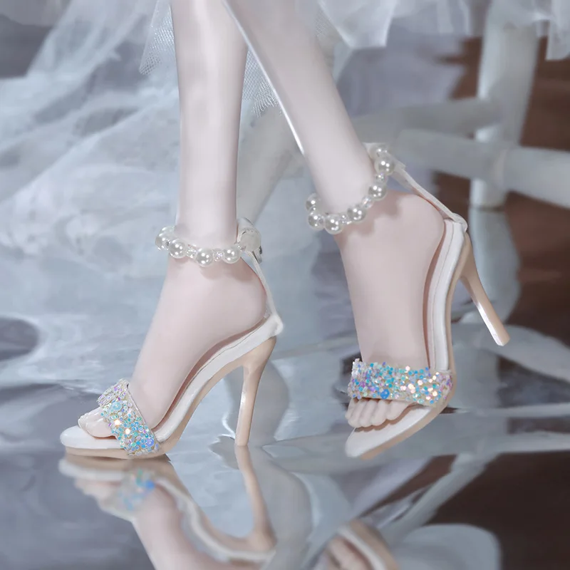 

1/4 Bjd Doll Shoes Handmade 7cm * 2cm Fashion Sweet Color Blocking Pearl Glitter High Heels For Bjd Doll Accessories Toy