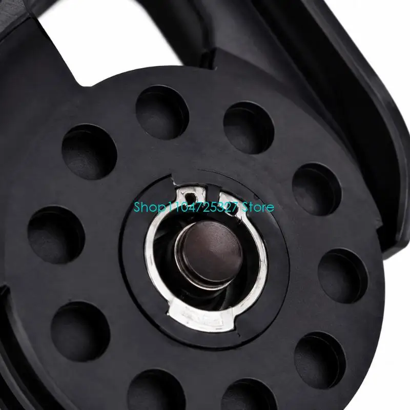 D8KF 9T Pulley Block Hardware with Single Grooved Wheel, Integrated Top Eye, and 10-Hole Body for Routing Rope Through Lifting