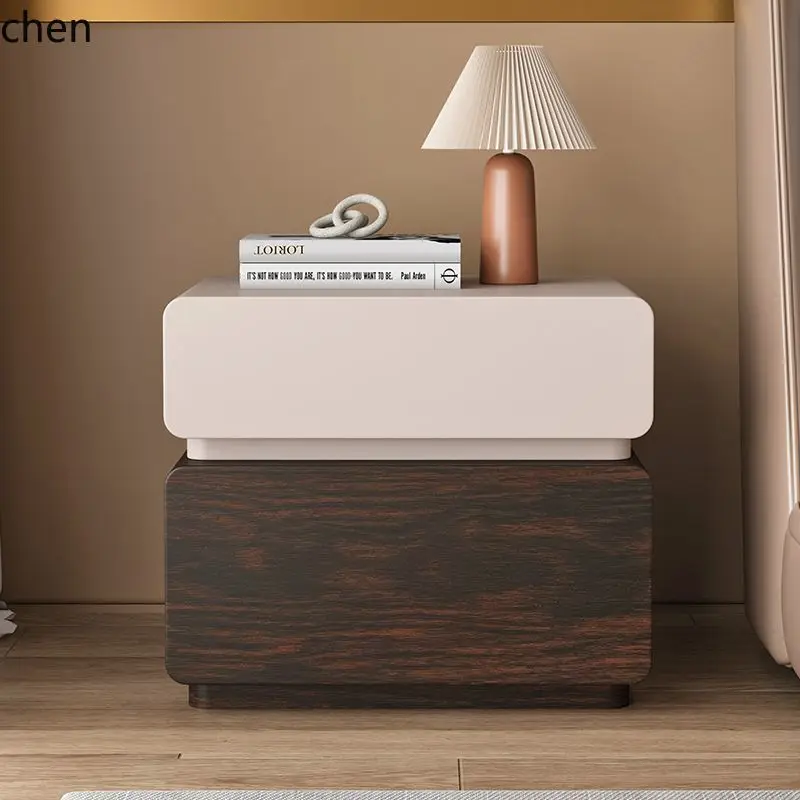 YFY   Creative Solid Wood Soft Pack Bedside Table Modern Walnut Home Bedroom Nightstand