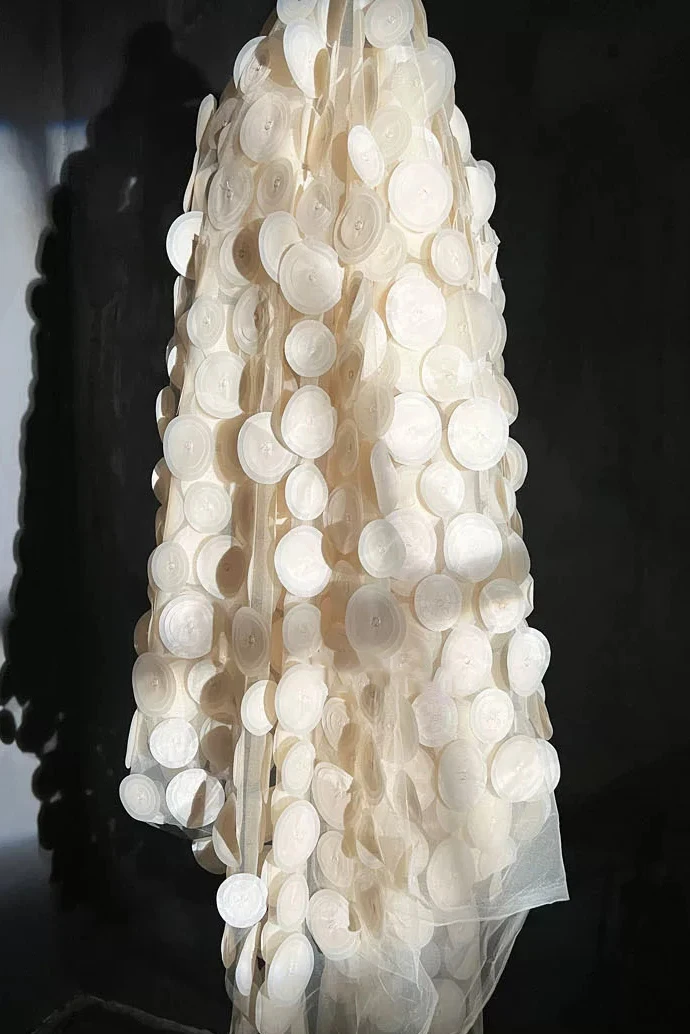 1 Yard stereoskopisch strukturierter, kreisförmig geschnittener Spitzenstoff, Hintergrundstoffe für Kleidung, DIY-Designerstoffe zum Nähen