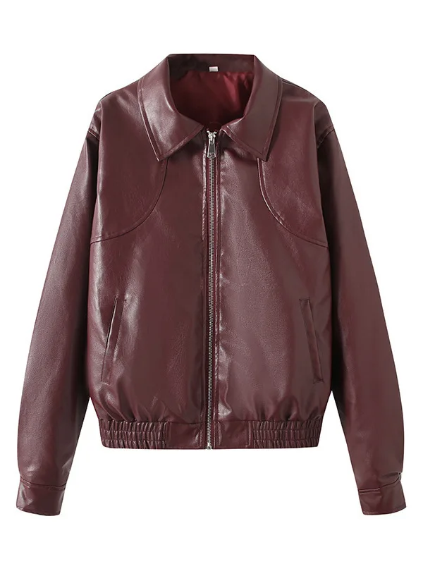 ملابس خارجية رائعة بسحاب طويل Sve بياقة من الجلد Jaet ort ملابس خارجية للنساء تصميم جديد 2025 Faion عبر الحدود