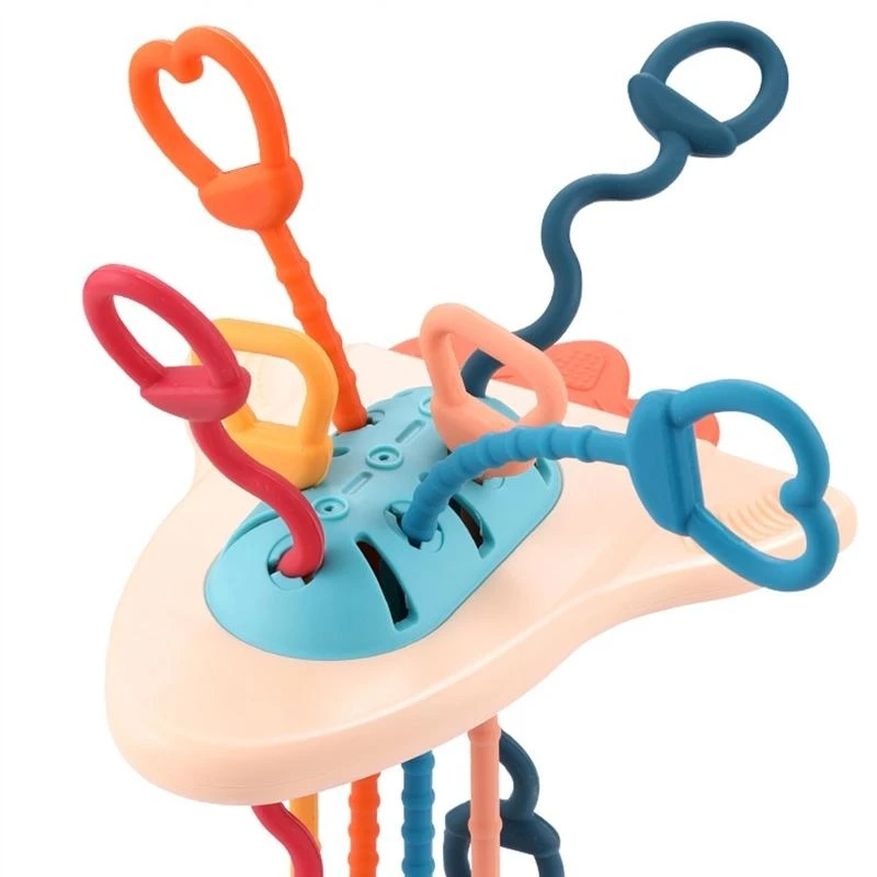 Plastic Puller Rattle Ring Education Teether Chewing Toy Baby Sensory Present 15UB