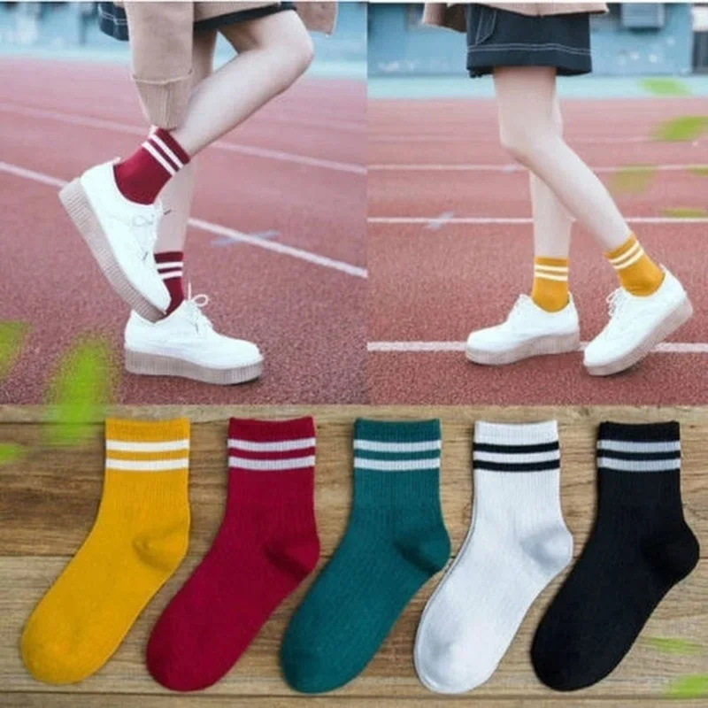 1 Pair Fashion Ankle Striped Cotton Blend Women Girls Sport Casual Sock Hosiery Soft Short Socks Street Style